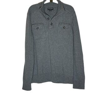 Banana Republic Gray Button Mock Neck Pullover Pocket Sweater Men’s Large